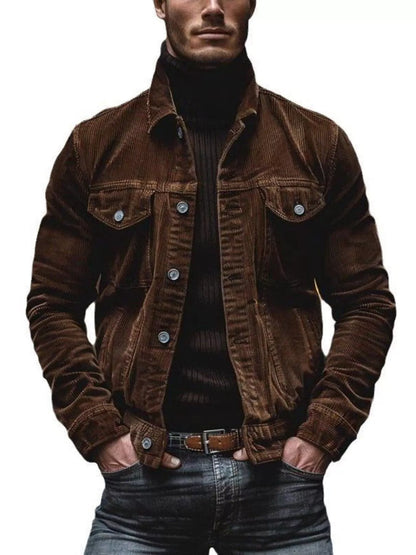 Men's Full Size Corduroy Button-Down Jacket Plus Size