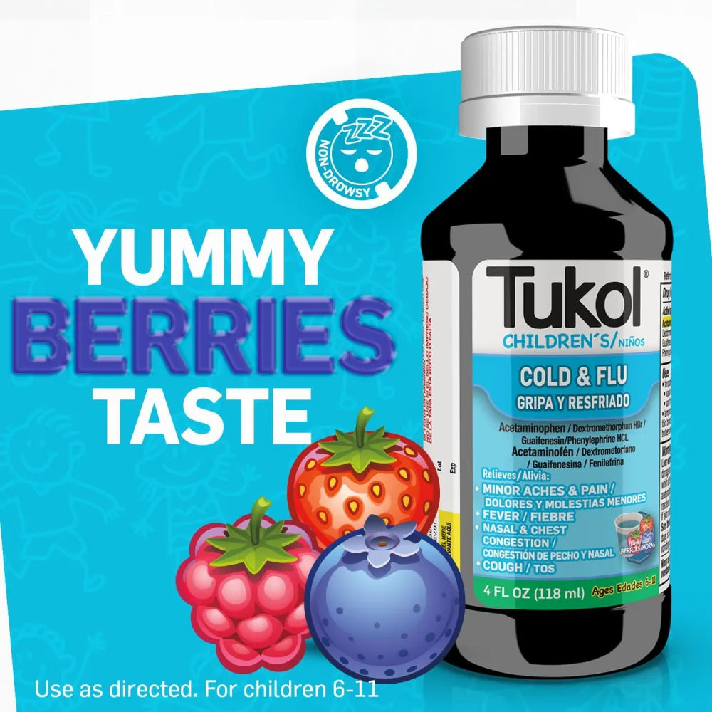 Tukol Children's Cold & Flu Liquid Berries 4 oz