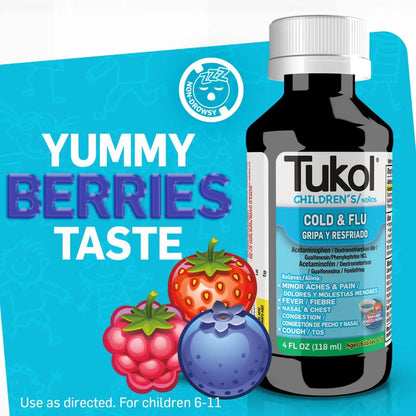 Tukol Children's Cold & Flu Liquid Berries 4 oz