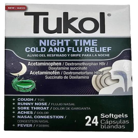Tukol Softgel Caps Nightime Cold and Flu 24ct
