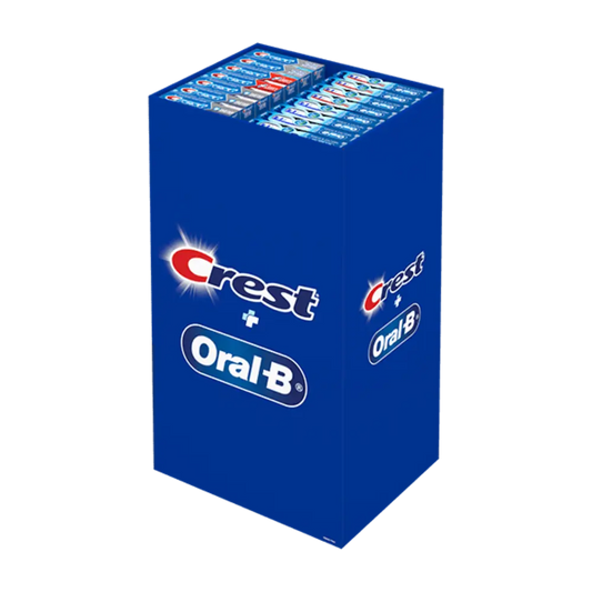Crest toothpaste 4.2 oz + Oral B toothbrush 1ct Asst Dumpbin asst