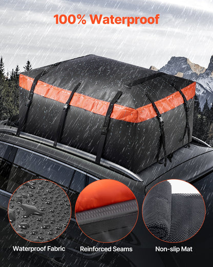 Car Rooftop Cargo Carrier Bag, 23 Cubic Feet Roof Cargo Carrier, Heavy Duty 840D PVC 100% Waterproof Car Roof Luggage Bag For All Vehicle With/without Rack- With Lock, Anti-Slip Mat, 6 Door Hook