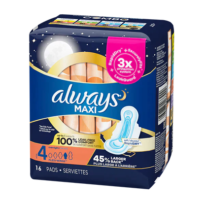Always Maxi Overnight W/Wings 16 ct