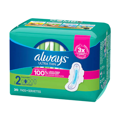 Always Ultra Thin Super Long W/Wing 20 ct