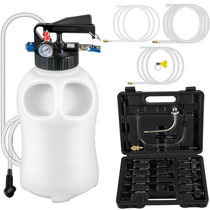 VEVOR Transmission Fluid Pump 2 Way Manual ATF Refill System Dispenser, Oil And Liquid Extractor 10 Liter Large Capacity, Automatic Transmission Fluid Pump Tool Set With 14 Pieces ATF Filler Adapters