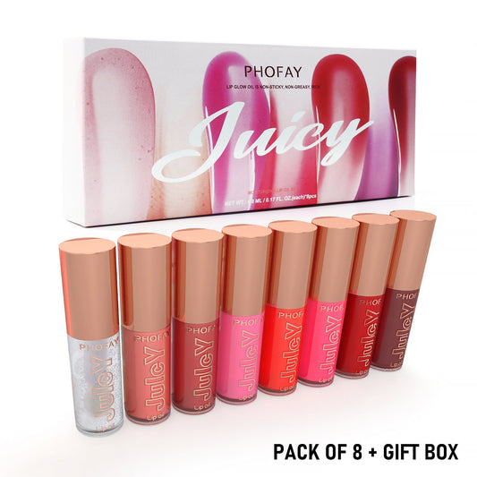 Phofay Ultra-Moisturizing Non-Sticky Lip Gloss Set – 4.8ml × 8 pcs