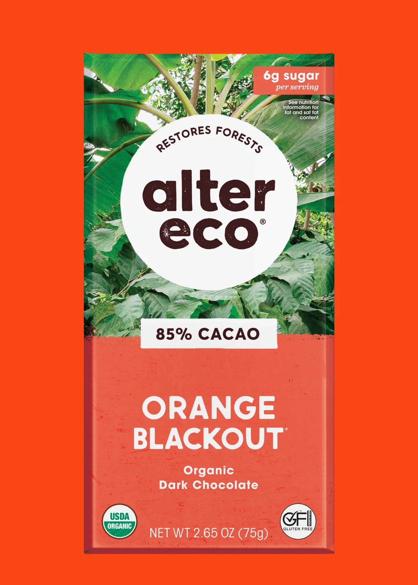 Alter Eco Organic Orange Blackout Dark Chocolate, 2.65 oz (Case of 12) - Gluten-Free Swiss Treats