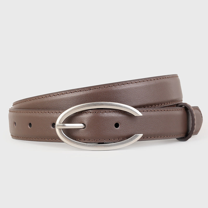 Oval Buckle Leather Belt