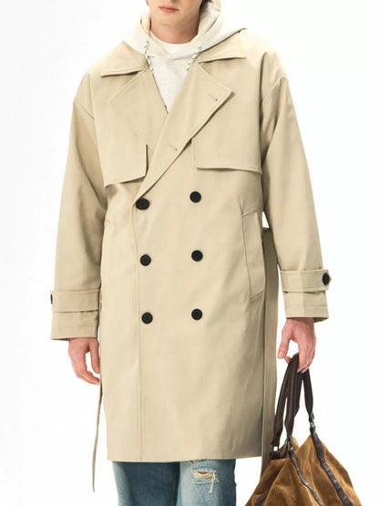 Men's Full Size Double-Breasted Trench Coat Plus Size