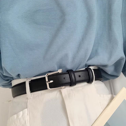 Silver Buckle Leather Belt