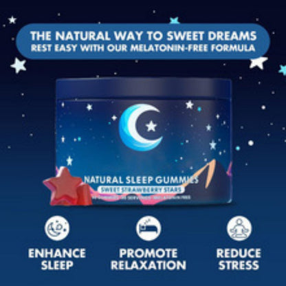 Natural Sleep Gummies, Melatonin-Free Formula, Sweet Strawberry Flavor, Supports Relaxation & Stress Relief, 60 Gummies