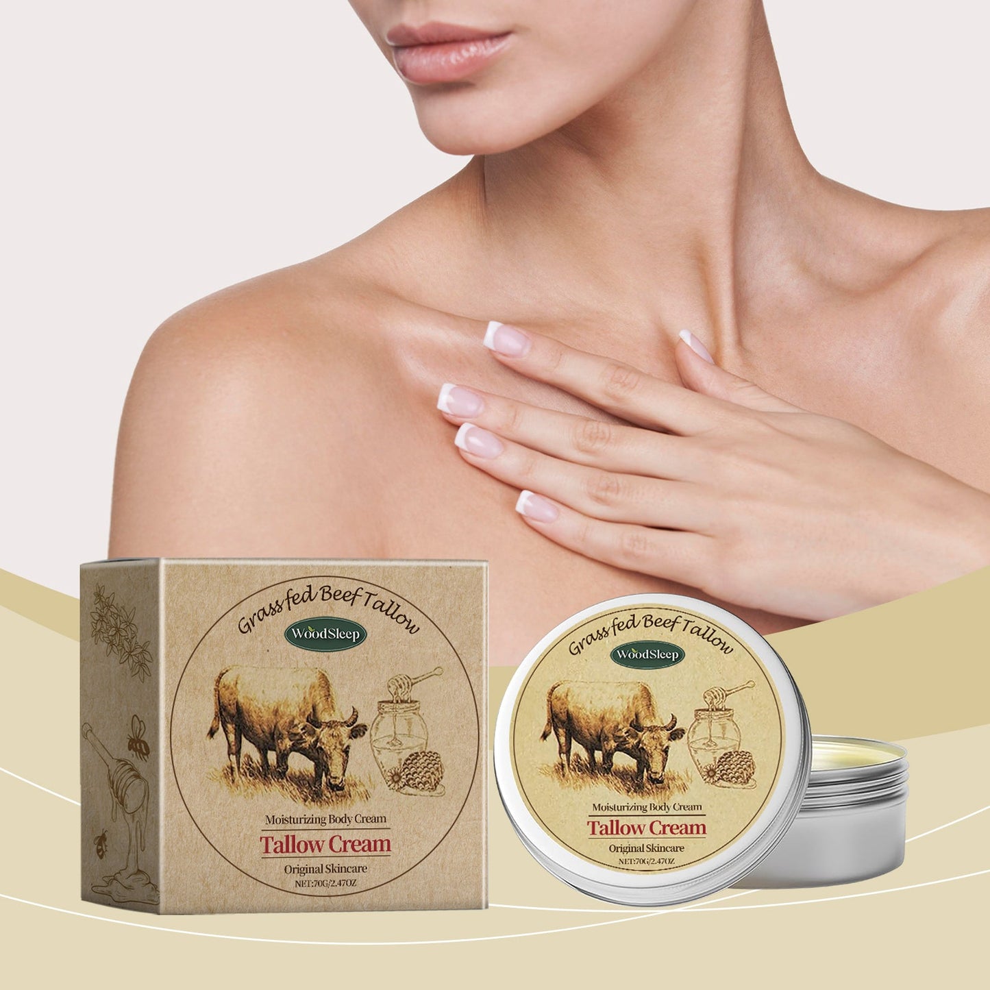 WoodSleep Tallow Cream Nourishes, Moisturizes, Hydrates And Moisturizes Dry Skin And Softens Body Skin Moisturizer