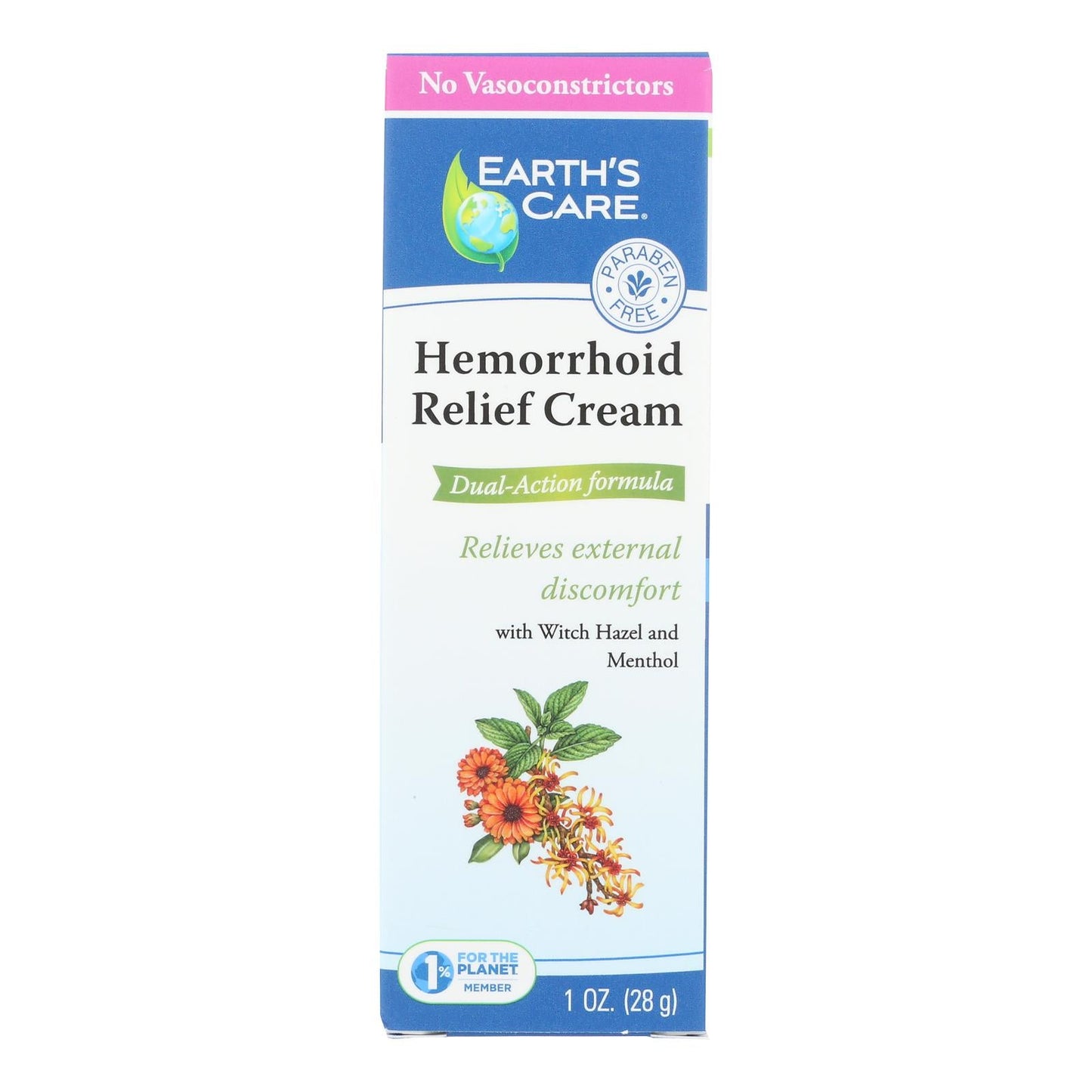 Earth's Care Hemorrhoid Cream for Fast Relief - 1 Oz