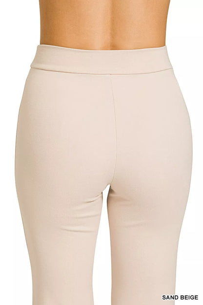 Zenana Heavy Ponte Elastic Waistband Pintuck Pants