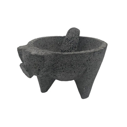 Pig Head Molcajete Natural Stone 8"