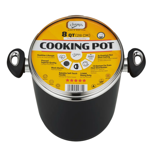 Champs Black Pot NS Speckled Inside w/ Glass Lid 3.1mm 8 qrt