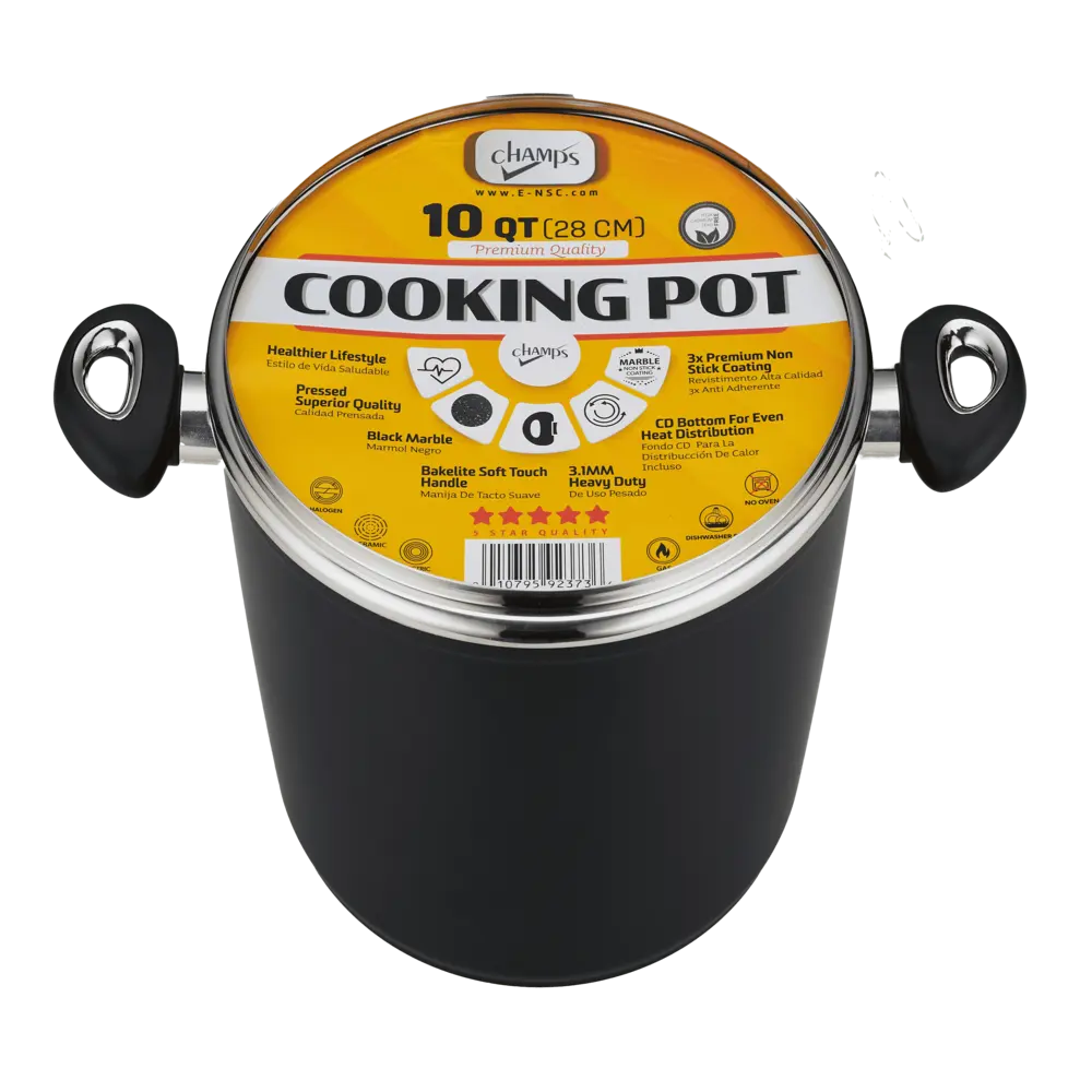 Champs Black Pot NS Speckled Inside w/ Glass Lid 3.1mm 10 qrt