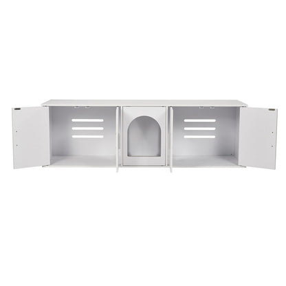 VEVOR Cat Litter Box Enclosure Wooden Litter Box Furniture Hidden  White