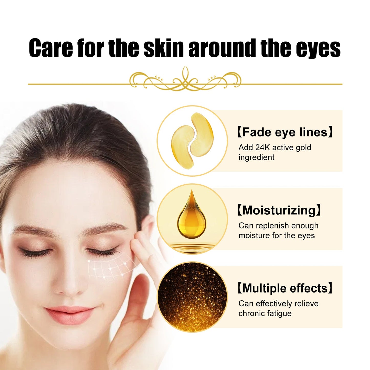EELHOE Collagen Gold Eye Mask Moisturizing Care, Firming Eye Lines, Eye Patches, Staying Up Late, Dark Circles, Eye Bags