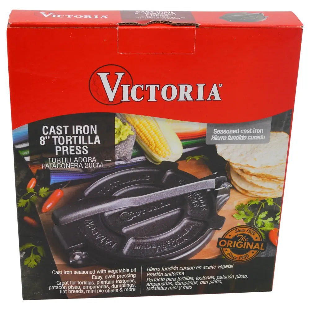 Victoria Tortilla Press Cast Iron Preseasoned 8"