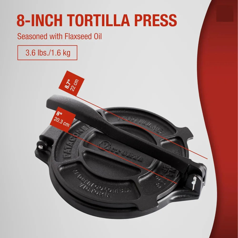 Victoria Tortilla Press Cast Iron Preseasoned 8"