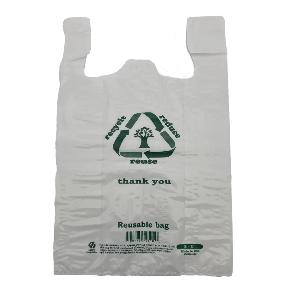 Reusable White T-Shirt Bag (ERUZ) 400 ct 12.5" x 6.5" x 21.5"