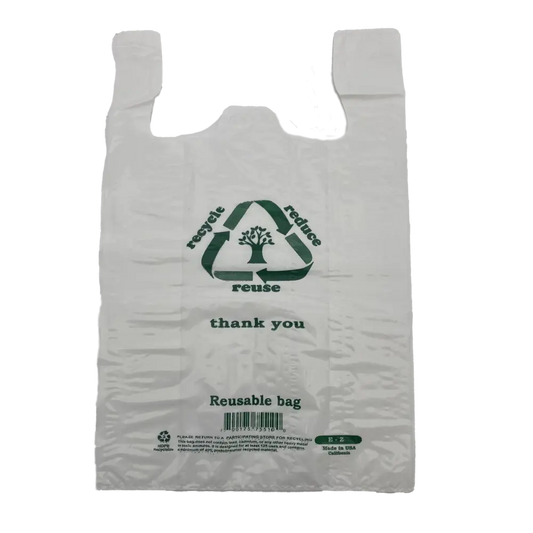 Reusable White T-Shirt Bag (ERUZ) 400 ct 12.5" x 6.5" x 21.5"