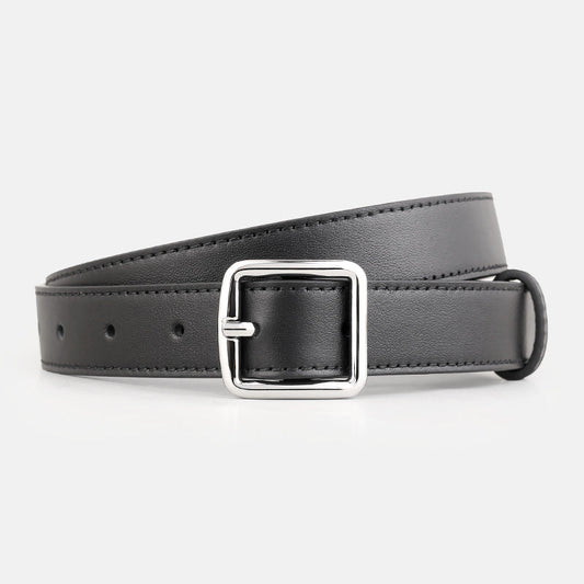 Leather Belt with Silver Buckle