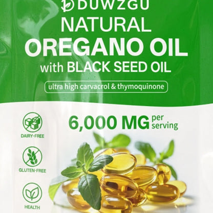 Oregano Oil Softgels With Black Seed Oil - 6000mg, High Carvacrol & Thymoquinone, Natural Immune Support Supplement, Dairy & Gluten Free