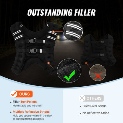Weighted Vest, 20 Lbs Weight Vest With Reflective Stripe, Adjustable Buckle Body Weight Vest For Men Women, Workout Equipment For Strength Training, Running, Jogging, Fitness, And Weight Loss