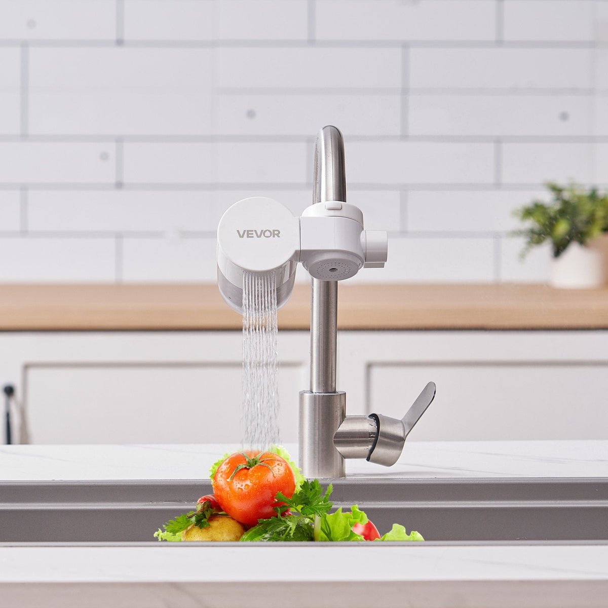 Faucet Mount Water Filter Sink Water Purifier For Kitchen Horizontal White