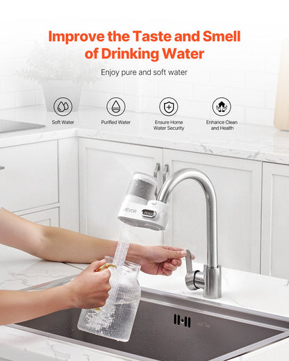Faucet Mount Water Filter Sink Water Purifier For Kitchen Vertical White