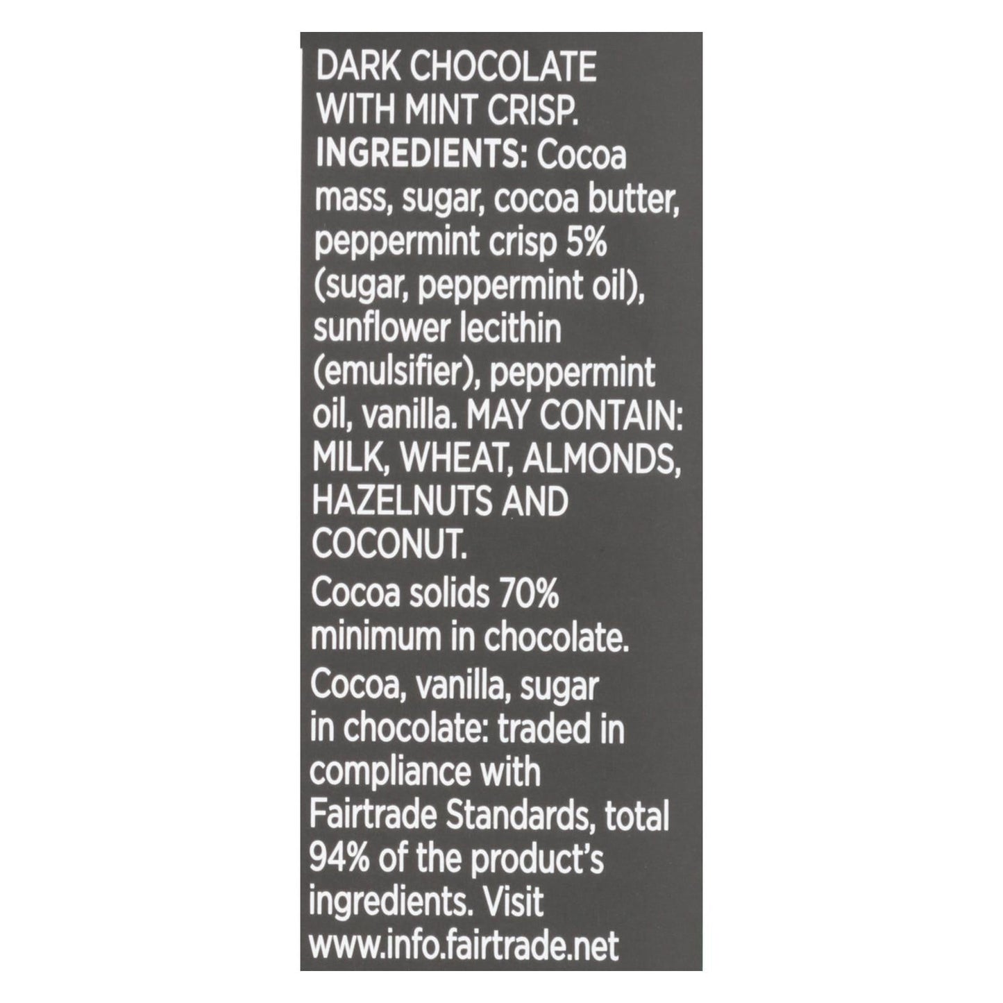Divine Dark Chocolate Bar with Mint Crisp - 12 Pack - 3 Oz