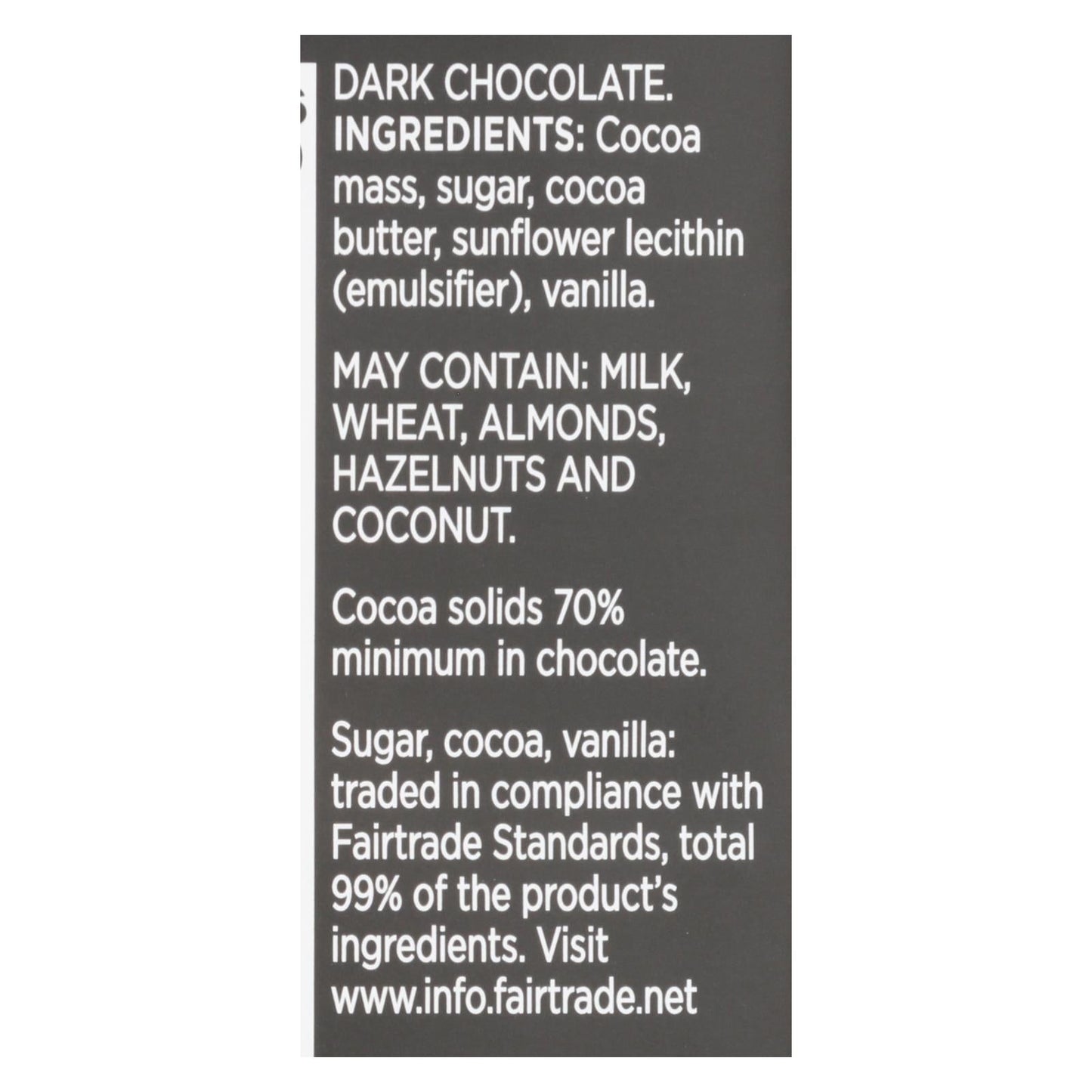 Divine Dark Chocolate Bar, 70% Cocoa, 3 oz, Case of 12