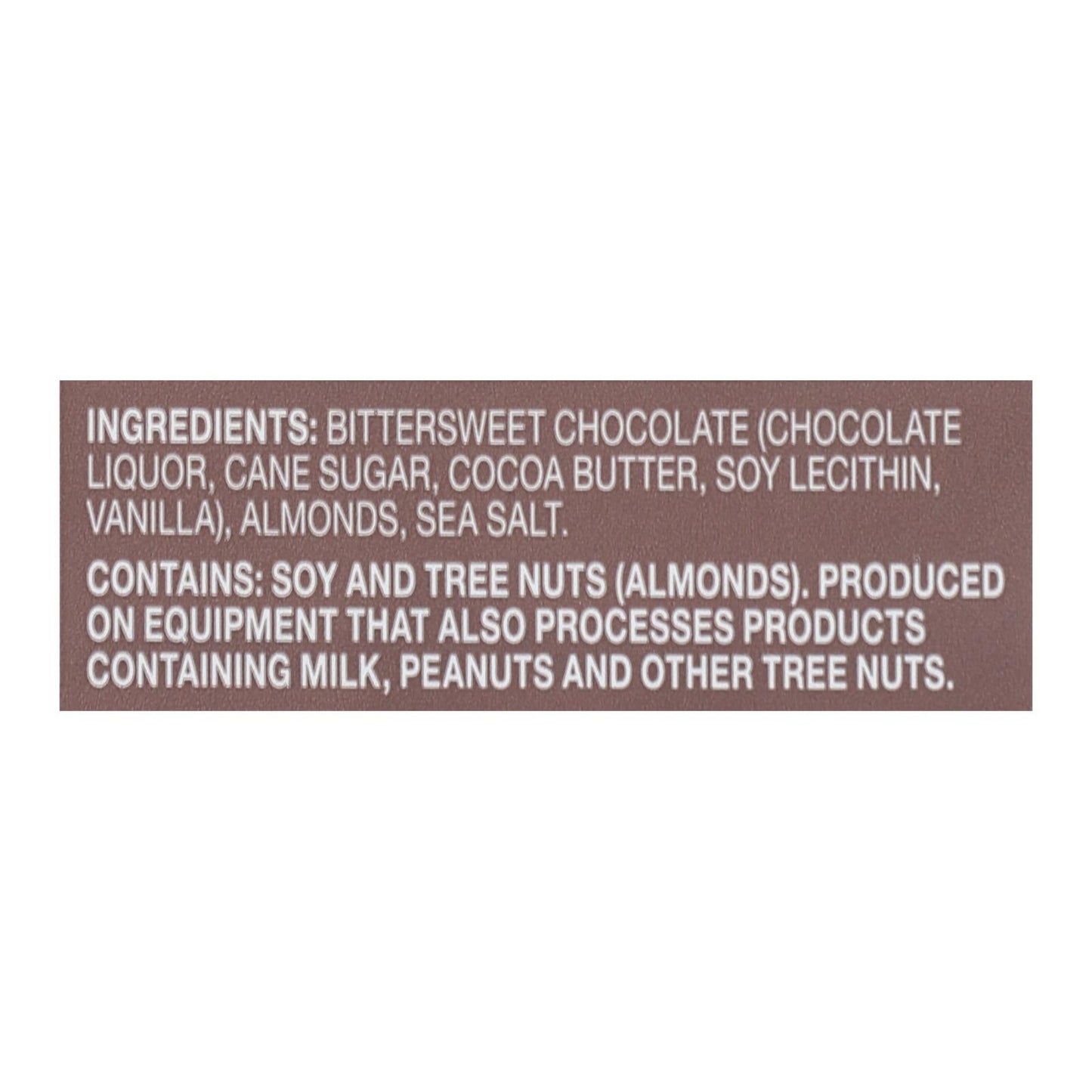 Endangered Species Sea Salt & Almonds Dark Chocolate Bar - 72% Cocoa, 3 Oz Bar (Case of 12)