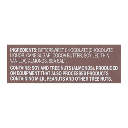 Endangered Species Sea Salt & Almonds Dark Chocolate Bar - 72% Cocoa, 3 Oz Bar (Case of 12)