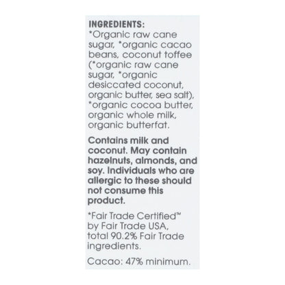 Alter Eco Americas Organic Dark Coconut Toffee Chocolate Bar (2.82 Oz, Pack of 12)