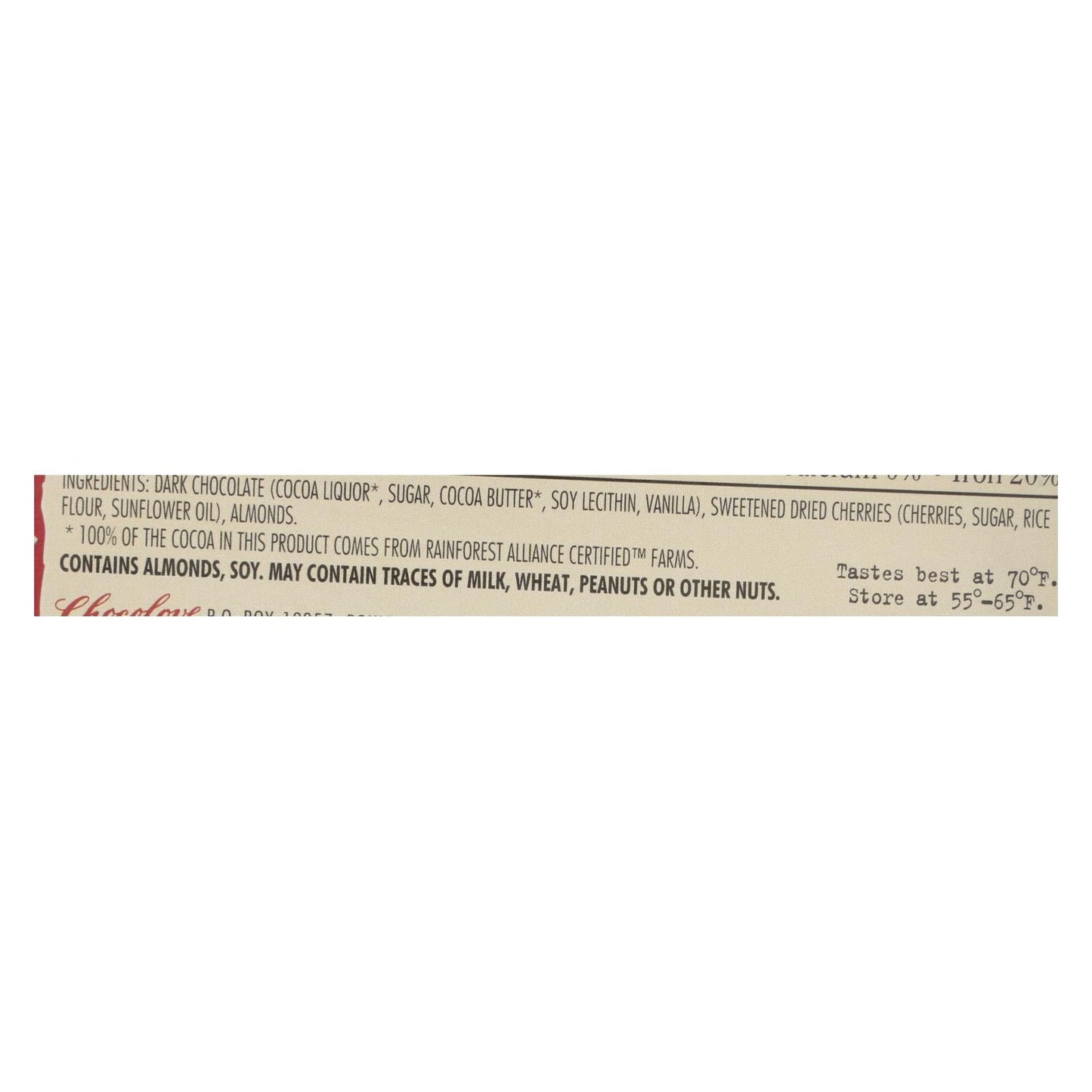 Chocolove Xoxox Premium Dark Chocolate Bar with Cherries & Almonds - 12x3.2 Oz Bar