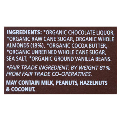 Equal Exchange Organic Dark Chocolate Almond Sea Salt Bar - Pack of 10, 3.5 oz