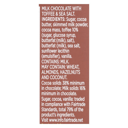 Divine Chocolate Milk Toffee Bar - 3 Oz - Case of 12