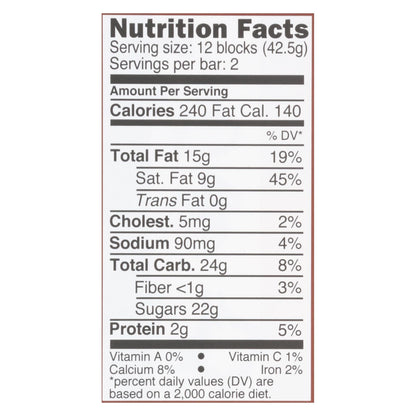 Divine Chocolate Milk Toffee Bar - 3 Oz - Case of 12