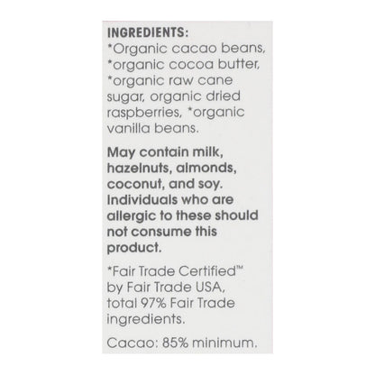 Alter Eco Organic Dark Chocolate Raspberry Blackout 85% Cocoa - 2.65 Oz (Pack of 12)