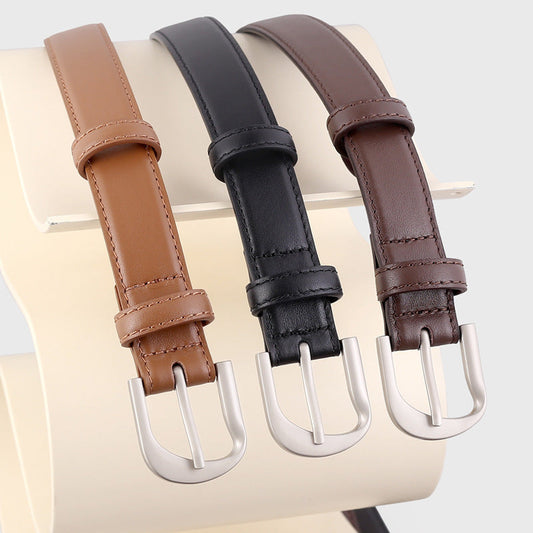 Slim Leather Adjustable Buckle Belt