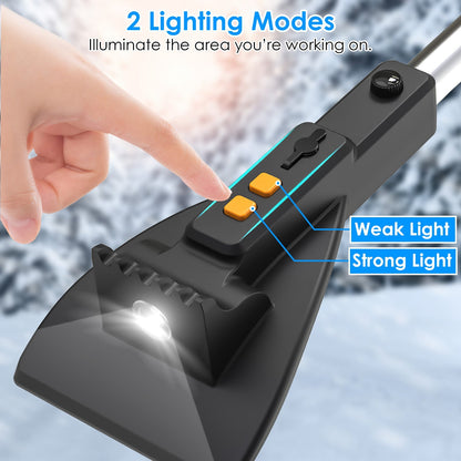 3 in 1 Extendable Snow Brush Ice Scraper and Snow Shovel with LED Lights USB Rechargeable Car Snow Removal Tool