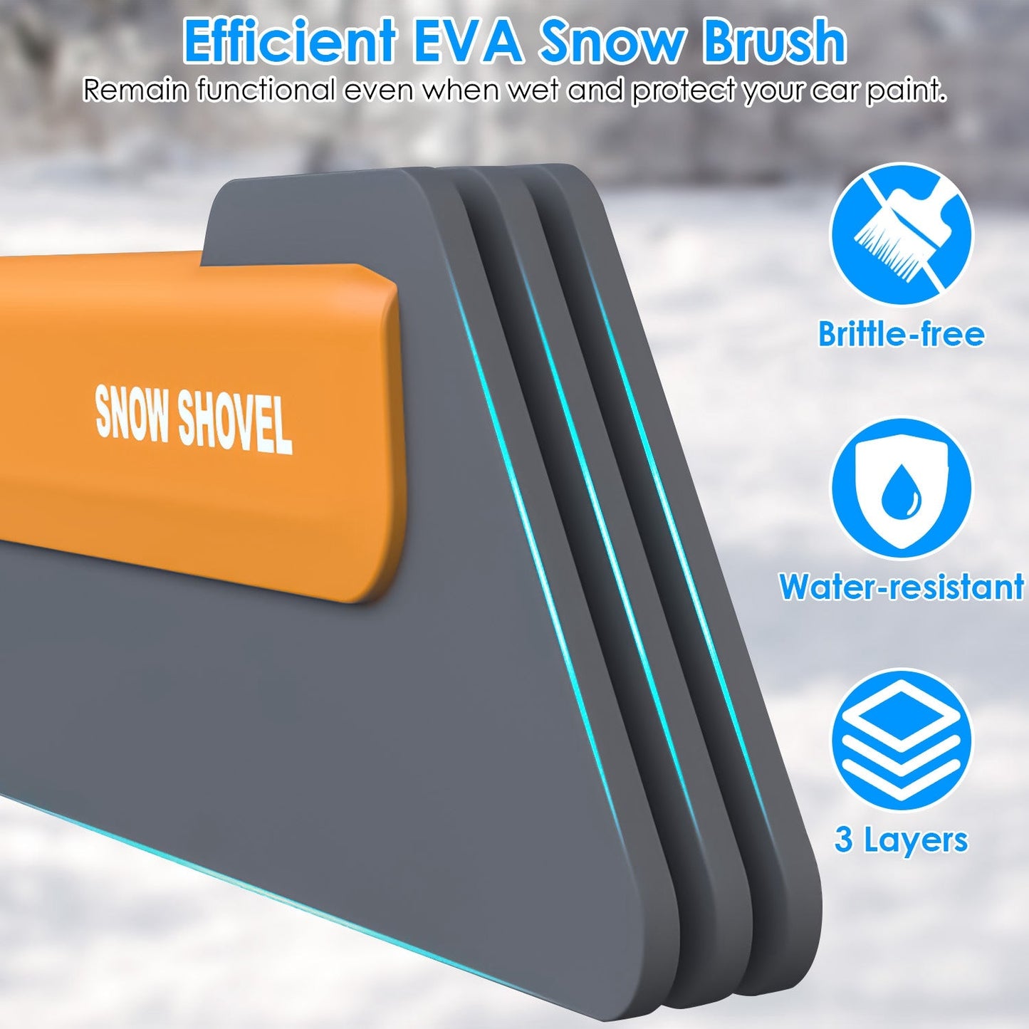 3 in 1 Extendable Snow Brush Ice Scraper and Snow Shovel with LED Lights USB Rechargeable Car Snow Removal Tool