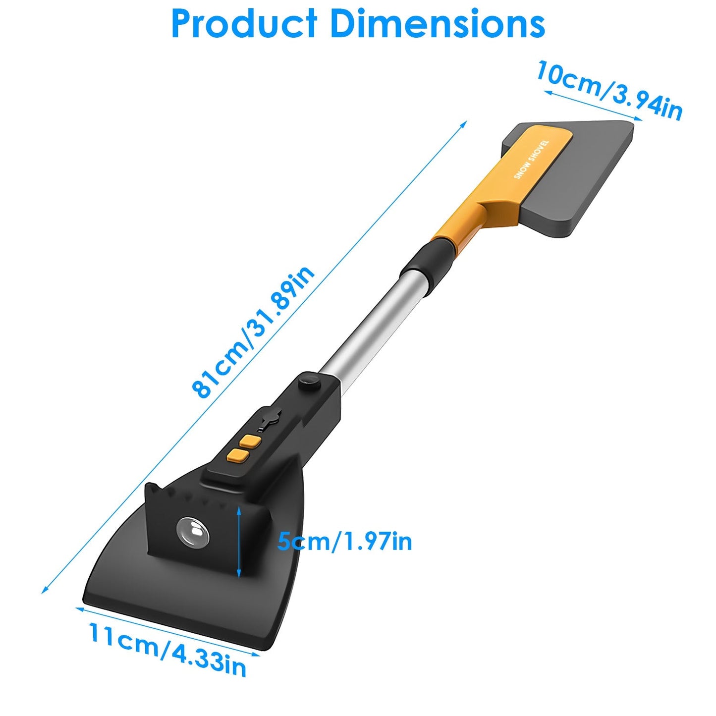 3 in 1 Extendable Snow Brush Ice Scraper and Snow Shovel with LED Lights USB Rechargeable Car Snow Removal Tool