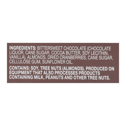 Endangered Species Dark Chocolate Bar - 72% Cocoa - Cranberries and Almonds - 3 Oz - Case of 12, Natural Chocolate Bars