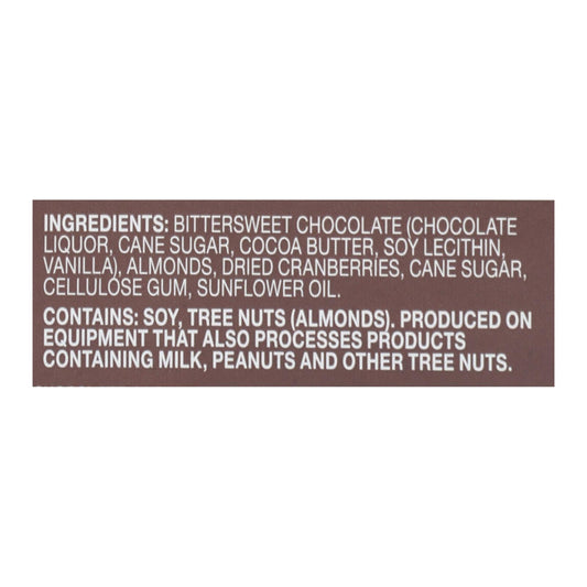Endangered Species Dark Chocolate Bar - 72% Cocoa - Cranberries and Almonds - 3 Oz - Case of 12, Natural Chocolate Bars