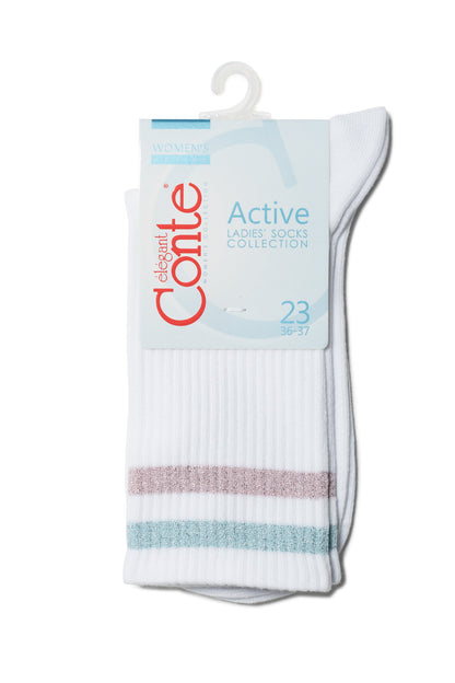 Conte Cotton Long Socks Active 157 - Lurex Stripes