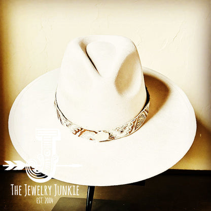 **Gold Aztec Embossed Leather Hat Band Only w/white Turq Slab 952a